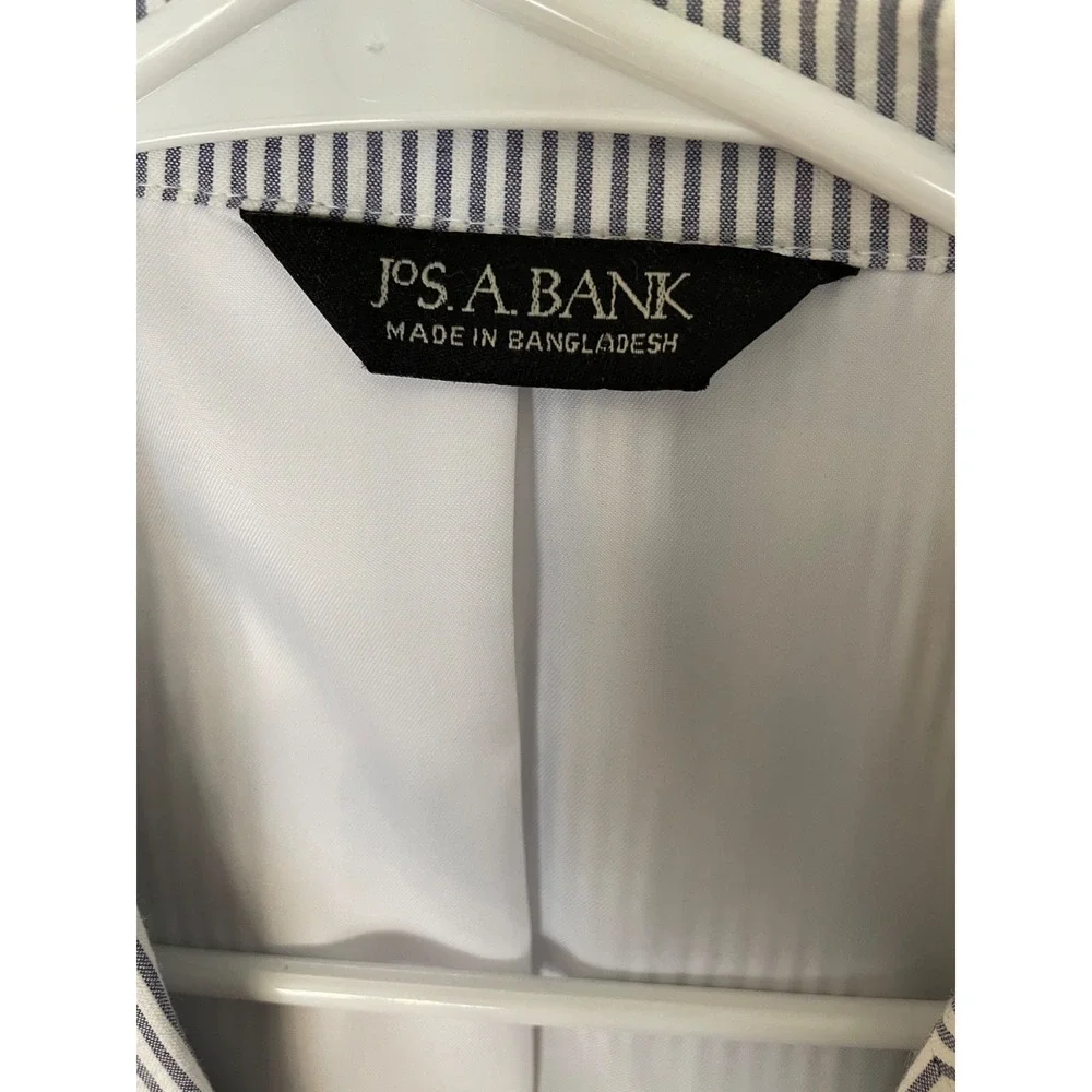 Jos A Bank Stays Cool Tailored Fit Suit Mens 41R Seersucker‎ Striped Blue White
